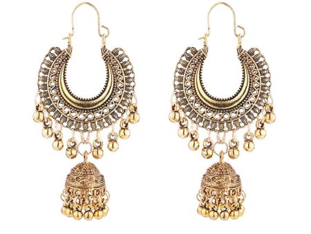 18K Gold-Plated Bell Tassel Drop Earrings For Sale