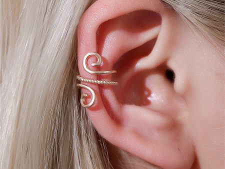 18K Gold-Plated Swirl Layered Ear Cuff Supply