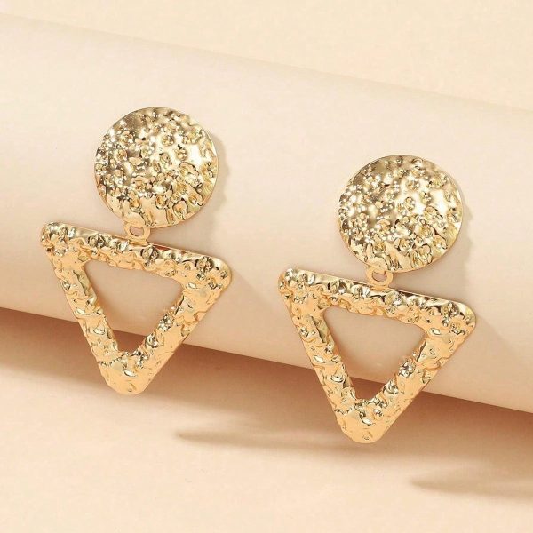 18K Gold-Plated Textured Open Triangle Drop Earrings For Discount