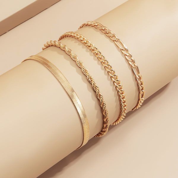 18K Gold-Plated Snake & Wheat Chain Bracelet Set Online Hot Sale