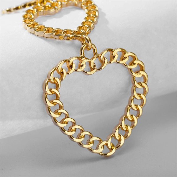 18K Gold-Plated Linking Figaro Heart Drop Earring Online