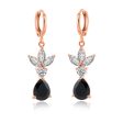 Black Crystal & 18K Rose Gold-Plated Flower Teardrop Earrings Supply