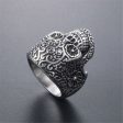 Silver-Plated Floral Skull Band Ring Fashion