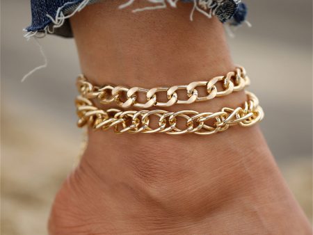 18K Gold-Plated Thick Curb Chain Anklet & Thin Curb Chain Anklet Online Sale