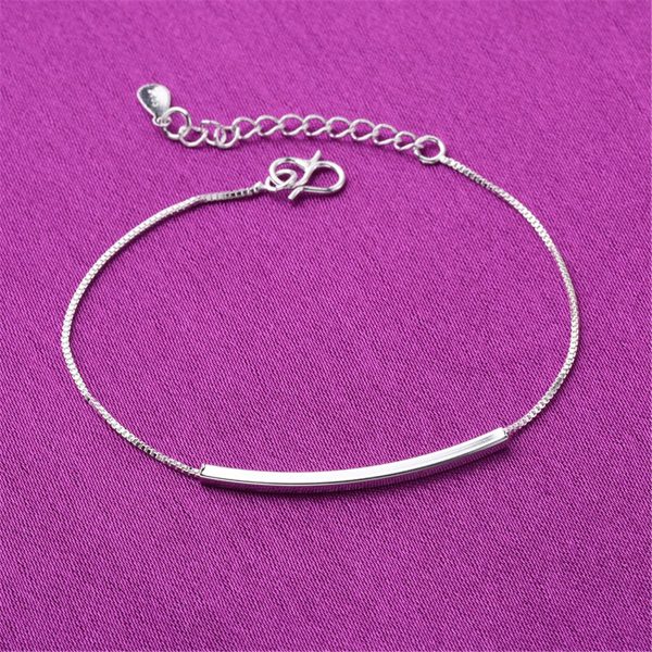 Silver-Plated Curved Bar Anklet Sale