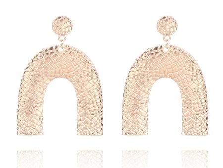 18K Rose Gold-Plated Pebbled Arc Drop Earrings For Cheap