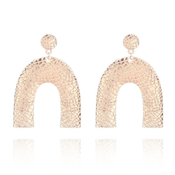 18K Rose Gold-Plated Pebbled Arc Drop Earrings For Cheap