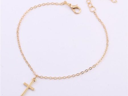 18K Gold-Plated Cross Charm Anklet Online Hot Sale