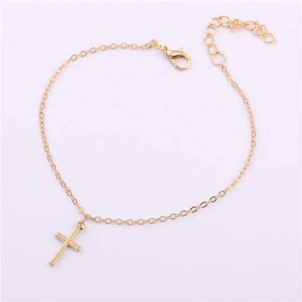 18K Gold-Plated Cross Charm Anklet Online Hot Sale