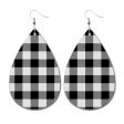 Black & White Plaid Teardrop Earrings Discount