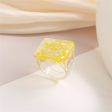 Yellow Acrylic & Resin Band Ring Fashion