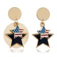 18K Gold-Plated Geometric American Flag Star Drop Earrings Cheap