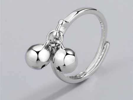 Silver-Plated Double Bell Adjustable Ring Sale