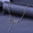 Silver-Plated Butterfly & Cross Pendant Choker For Sale