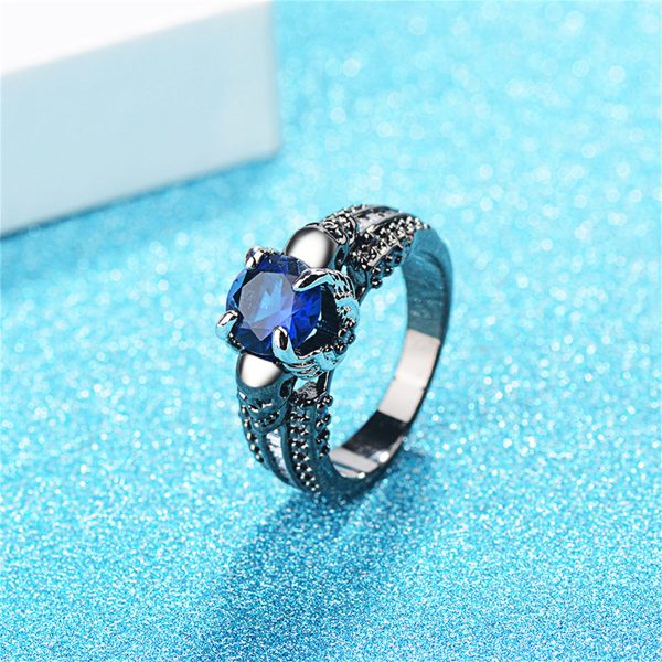 Blue Crystal & Cubic Zirconia Skull Ring Discount