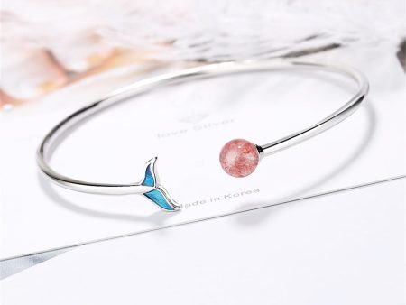 Strawberry Red Crystal & Silver-Plated Fish Tail Cuff Online