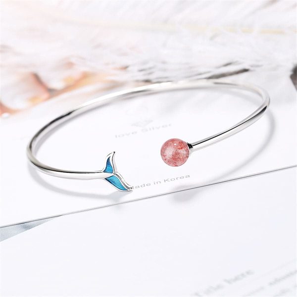 Strawberry Red Crystal & Silver-Plated Fish Tail Cuff Online