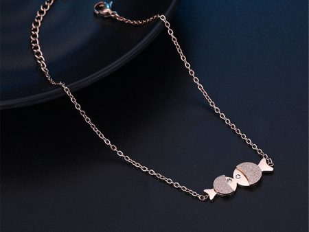 18K Rose Gold-Plated & Cubic Zirconia Double Frosted Fish Anklet Online now