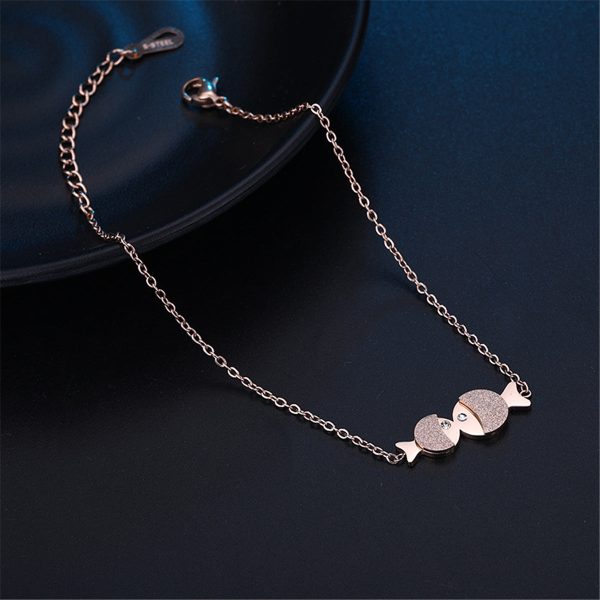 18K Rose Gold-Plated & Cubic Zirconia Double Frosted Fish Anklet Online now