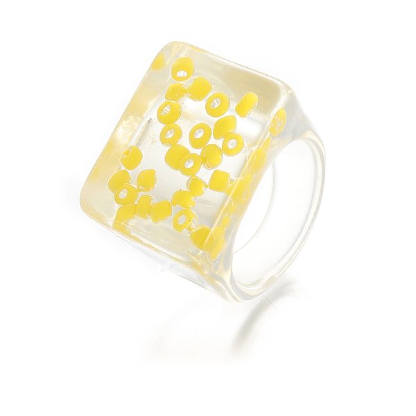 Yellow Acrylic & Resin Band Ring Fashion