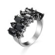 Black Crystal & Black Cubic Zirconia Radiant-Cut Cluster Pavé Ring Discount