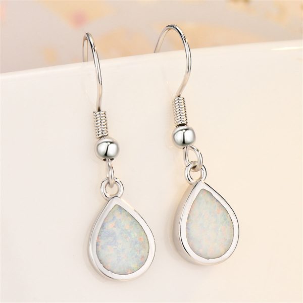 White Opal & Silver-Plated Teardrop Earrings Online Hot Sale