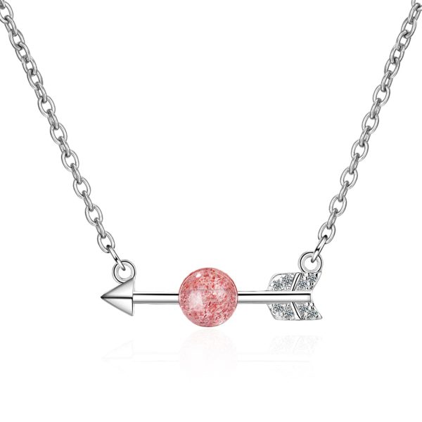 Strawberry Red Crystal & Silver-Plated Arrow Pendant Necklace Online