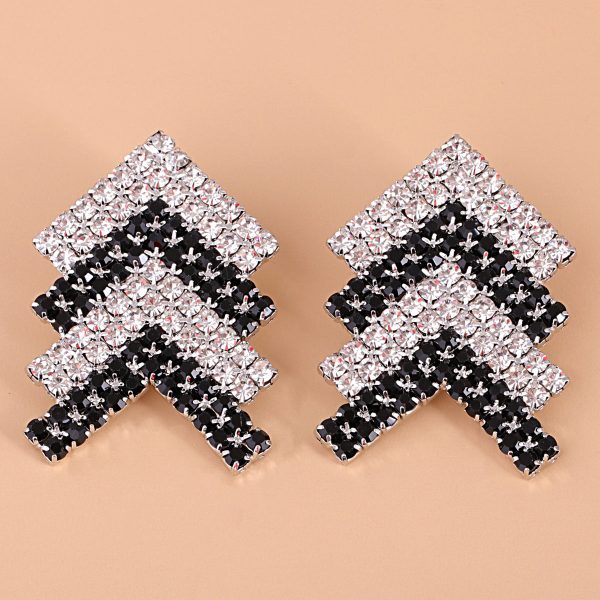 Black & White Cubic Zirconia & Silver-Plated Arrow Stud Earrings Discount