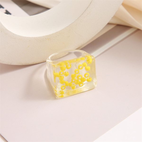 Yellow Acrylic & Resin Band Ring Fashion