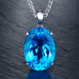 Blue Crystal & Silver-Plated Oval-Cut Pendant Necklace Hot on Sale