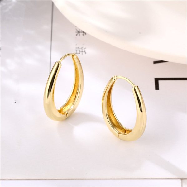 18K Gold-Plated Oval Hoop Earrings Cheap