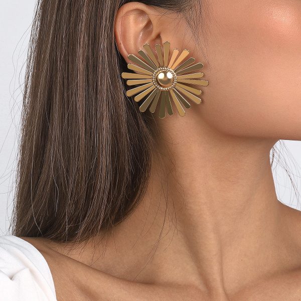 18K Gold-Plated Sunflower Stud Earrings on Sale