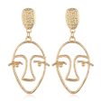 18K Gold-Plated Hollow Face Drop Earrings Fashion