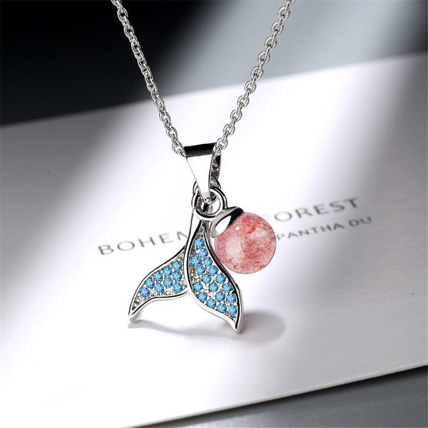 Strawberry & Cubic Zirconia Fishtail Pendant Necklace on Sale