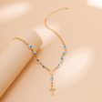 Blue Acrylic & 18K Gold-Plated Evil Eye Cross Pendant Necklace For Discount