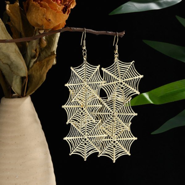 18K Gold-Plated Linked Spider Web Drop Earrings Hot on Sale