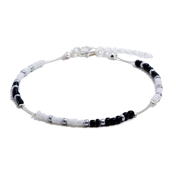 Black Acrylic & Silver-Plated Bead Anklet on Sale