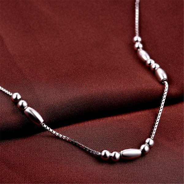 Sterling Silver Long Bead Charm Anklet Discount