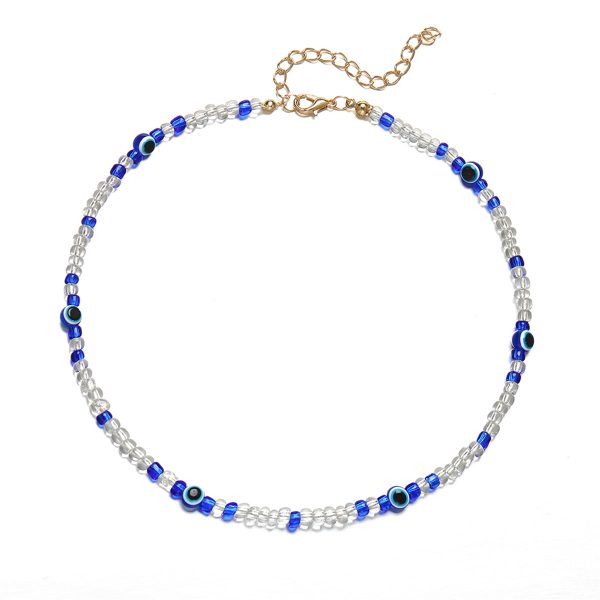 Blue Acrylic & 18K Gold-Plated Evil Eyes Beaded Choker Necklace Sale