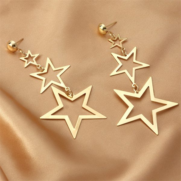 18K Gold-Plated Tri-Star Drop Earrings on Sale