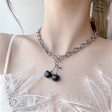 Black Enamel & Silver-Plated Cherry Pendant Toggle Necklace Sale