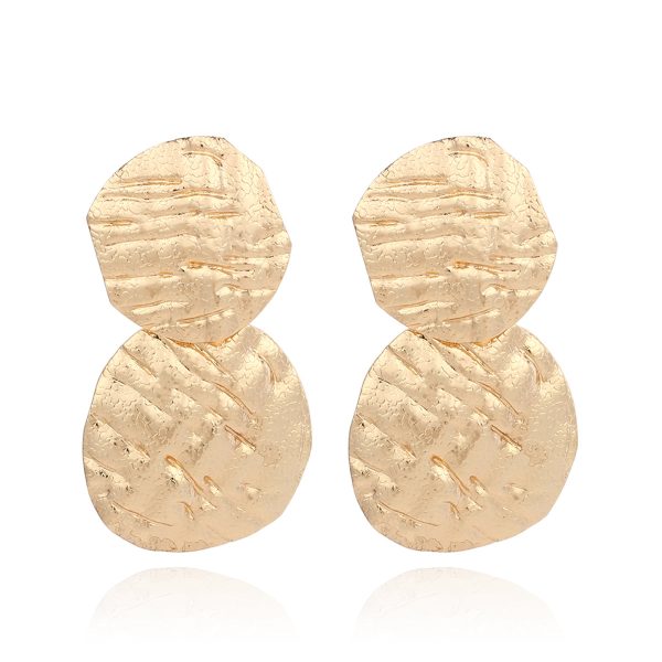 18K Gold-Plated Textured Medallion Drop Earrings Hot on Sale