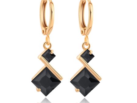 Black Crystal & 18K Gold-Plated Princess-Cut Drop Earrings on Sale