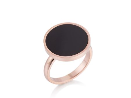 18K Rose Gold-Plated & Black Band Ring Online Sale