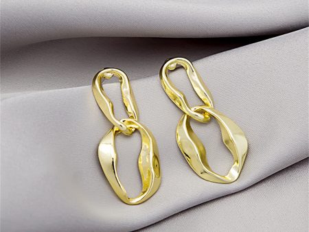 18K Gold-Plated Abstract Interlocked Oval Drop Earrings Online Hot Sale