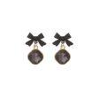 Black Crystal & 18K Gold-Plated Bow Diamond Drop Earrings Supply