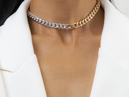 Two Tone Figaro Choker Necklace For Sale