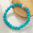 Turquoise & Silver-Plated Cross Charm Beaded Stretch Bracelet Discount