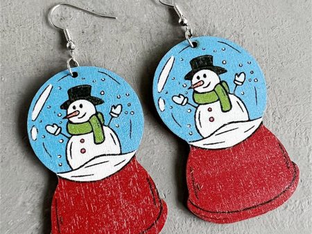 Wood & Silver-Plated Snow Globe Snowman Drop Earrings For Cheap