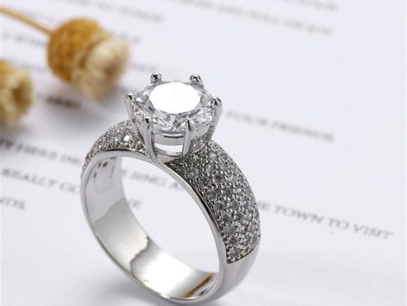 White Crystal & Cubic Zirconia Cocktail Ring on Sale